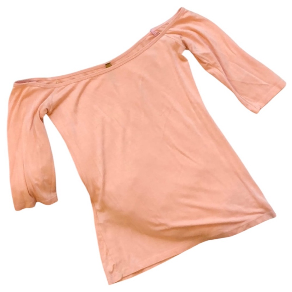 Rachel Pally Peach Jersey 3/4 Sleeve Off the Shoulder Top Shirt - Small